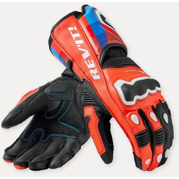 REV'IT Quantum 3 Gloves Neon Red/Blue