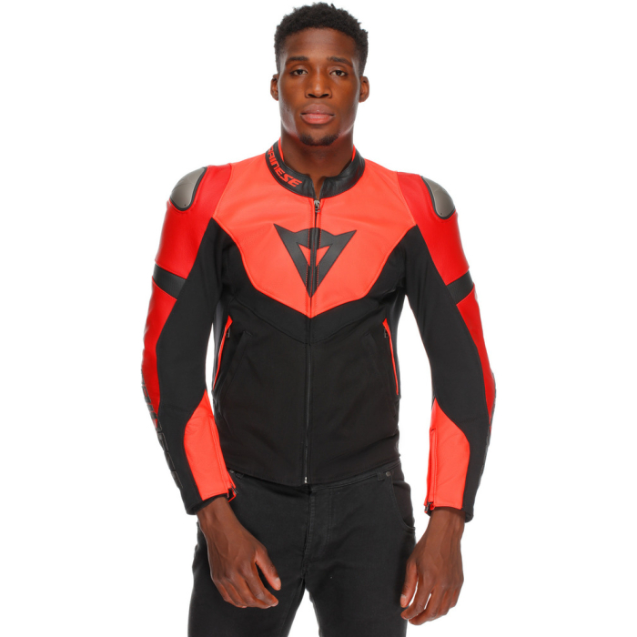 Dainese Iperattiva Leather-Tex Jacket Red-Fluo/Black 779