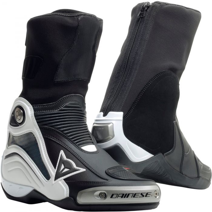 Black and white shop motorcycle boots