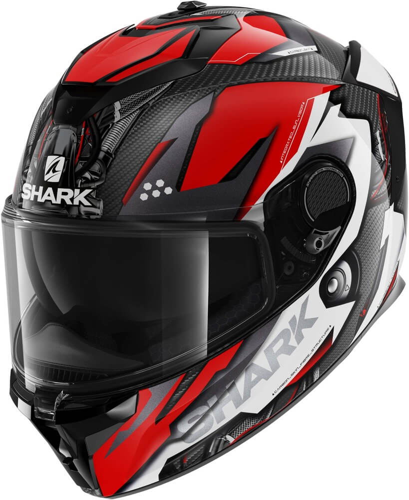 Shark Spartan GT Carbon Urikan Carbon Red White DRW - Voordeelhelmen.nl