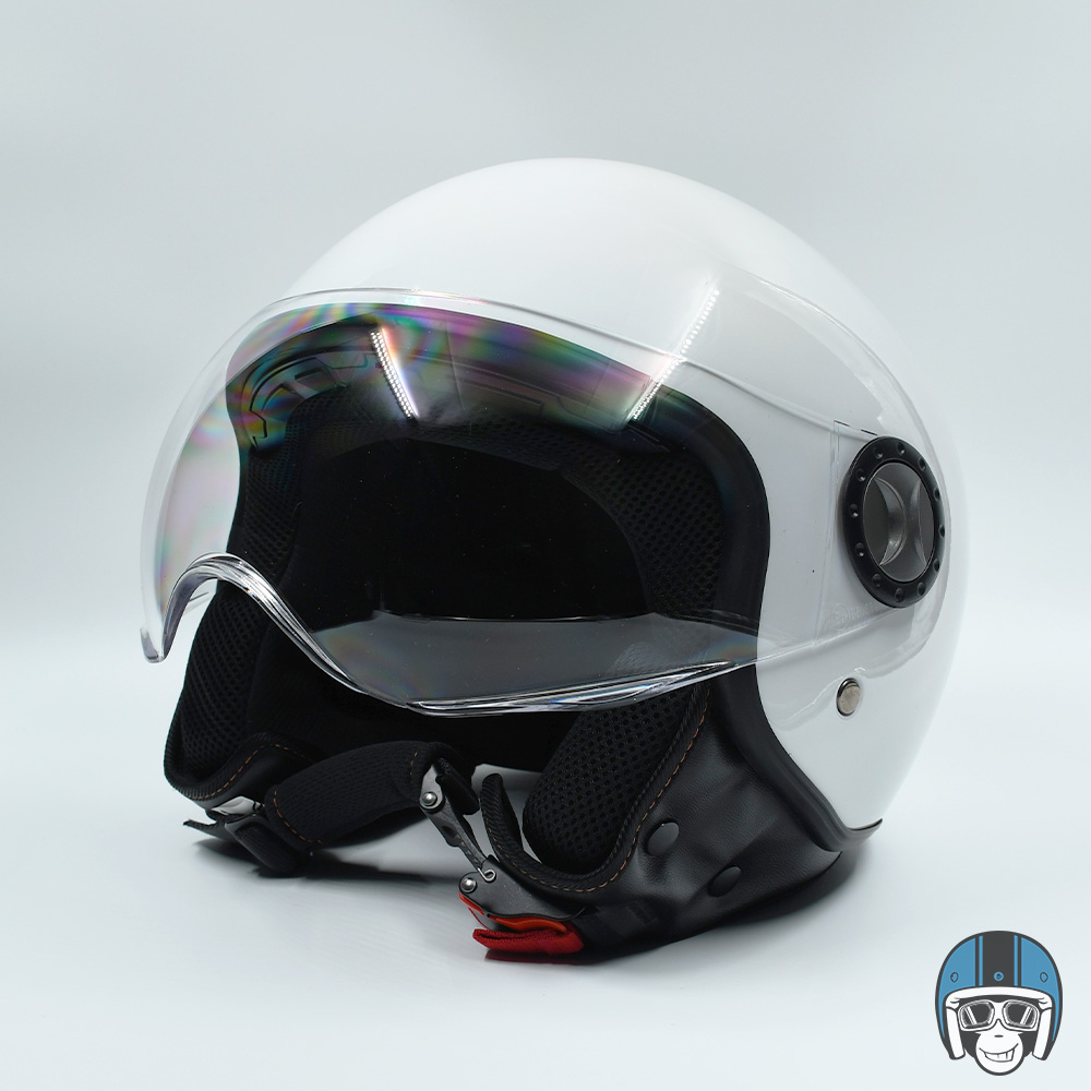 Vito Jet Loreto scooterhelm glans wit Voordeelhelmen.nl