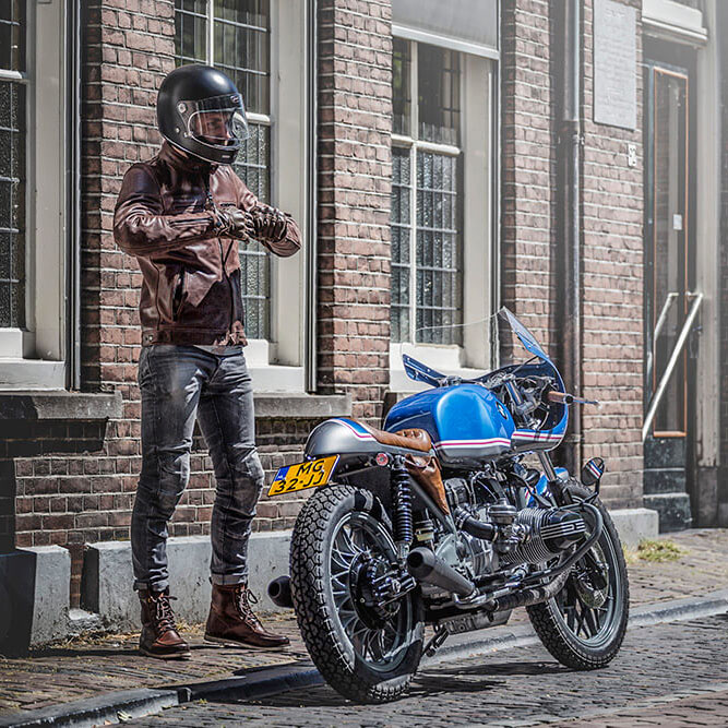 retro leren motorpak