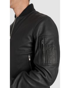 Pando Moto Falcon Leather Aviator Jacket Black