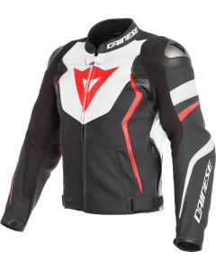 Dainese Avro 4 Leather Jacket White & Fluo Red 23A